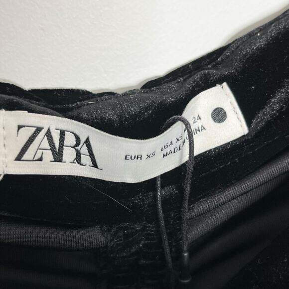 Zara Womens Velvet Off The Shoulder Ruched Pullover Top XS Black Gathered Goth - Picture 6 of 11